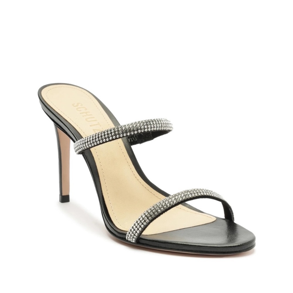 Schutz Black Rhinestone Heels